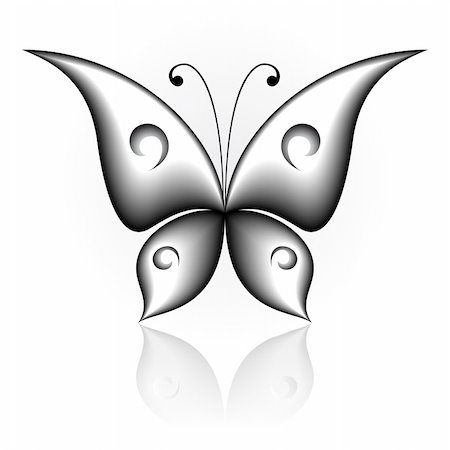 simsearch:400-06101053,k - Vector illustration of black icon simply butterfly Photographie de stock - Aubaine LD & Abonnement, Code: 400-05274459