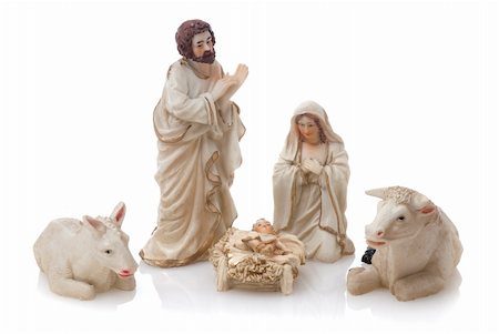 Ceramic nativity scene isolated on white background. Stock Photo - Budget Royalty-Free & Subscription, Code: 400-05276091