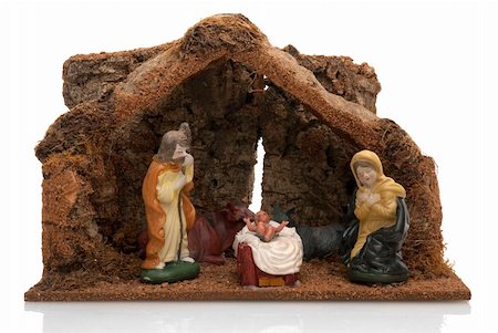 Christmas Crib isolated on white background. Stock Photo - Budget Royalty-Free & Subscription, Code: 400-05276092