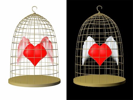 simsearch:400-06207242,k - red heart in birdcage. 3d Stock Photo - Budget Royalty-Free & Subscription, Code: 400-05276485