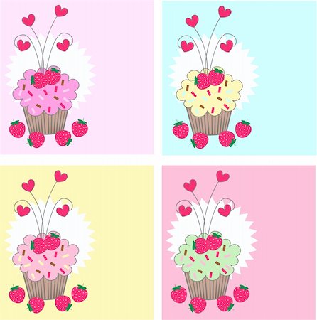 four different cupcakes Stock Photo - Budget Royalty-Free & Subscription, Code: 400-05276534