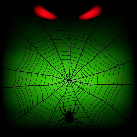 spider web and red divil eye on the dark background Stock Photo - Budget Royalty-Free & Subscription, Code: 400-05276986