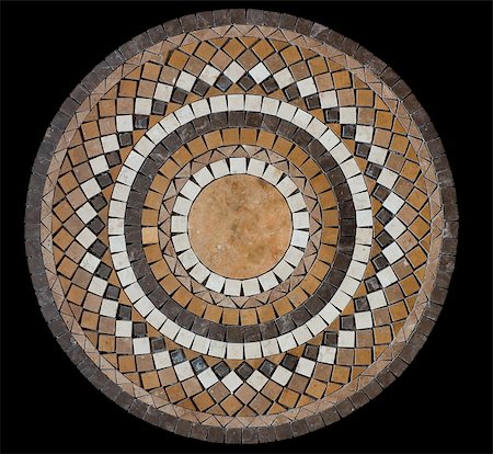 Ceramic mosaic tile medallion texture isolated on black background Stock Photo - Budget Royalty-Free & Subscription, Code: 400-05277464