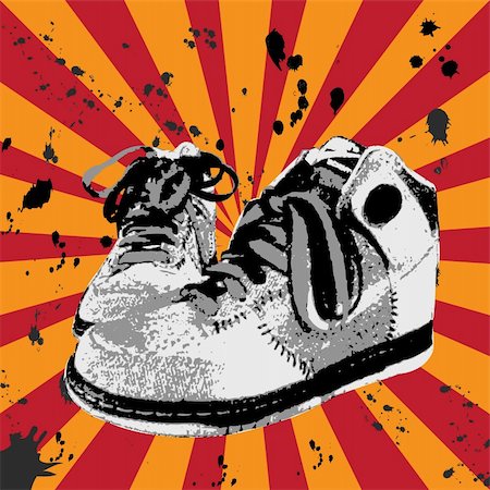 simsearch:400-05318197,k - Vector illustration of a old shoes in grunge style. Foto de stock - Super Valor sin royalties y Suscripción, Código: 400-05277528