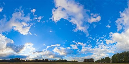 steppe - Evening blue sky panorama with clouds over plain and camp on forest. Seven shots stitch image. Stock Photo - Budget Royalty-Free & Subscription, Code: 400-05278633