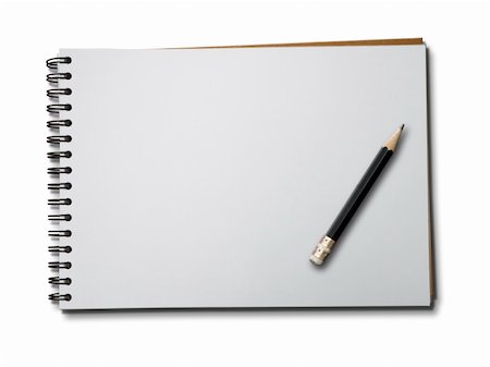 Blank one face white paper notebook horizontal with black pencil Stock Photo - Budget Royalty-Free & Subscription, Code: 400-05279969