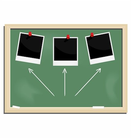 pupil in a empty classroom - Realistic illustration school blackboard with marked photo frame isolated on white background - vector Stock Photo - Budget Royalty-Free & Subscription, Code: 400-05271385