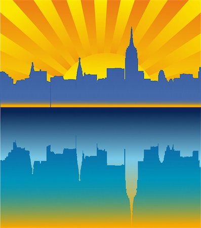Vector Image of City Silhouette at Dawn Stock Photo - Budget Royalty-Free & Subscription, Code: 400-05271446