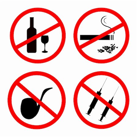 Vector of: No smoking, No alcohol and no drugs signposts Stock Photo - Budget Royalty-Free & Subscription, Code: 400-05271561