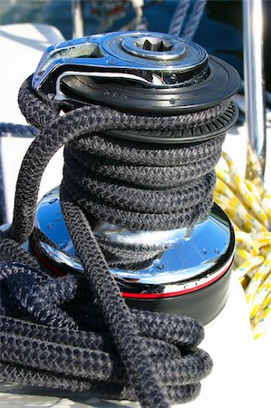 simsearch:400-04208691,k - Winch on sailing boat with black cord Stock Photo - Budget Royalty-Free & Subscription, Code: 400-05272526