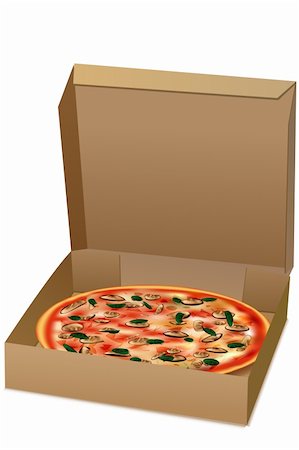 simsearch:400-04479187,k - illustration of pizza in box on isolated background Stock Photo - Budget Royalty-Free & Subscription, Code: 400-05272888