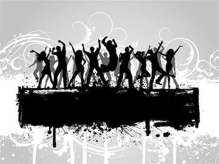 party girls silhouette - People dancing on a decorative grunge background Stock Photo - Budget Royalty-Free & Subscription, Code: 400-05273894