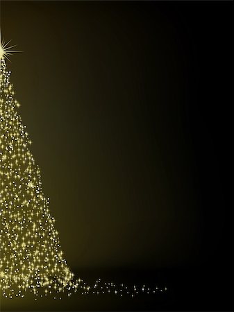 simsearch:400-04769297,k - Abstract golden christmas tree on black background. EPS 8 vector file included Foto de stock - Super Valor sin royalties y Suscripción, Código: 400-05284448