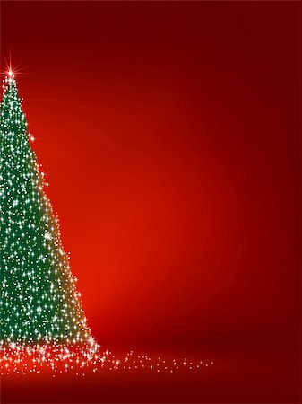 simsearch:400-04769297,k - Abstract green christmas tree on red background. EPS 8 vector file included Foto de stock - Super Valor sin royalties y Suscripción, Código: 400-05284923