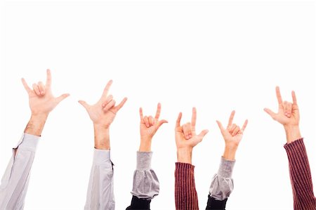 Hands Raised Up with Rock And Roll Sign Stock Photo - Budget Royalty-Free & Subscription, Code: 400-05285053