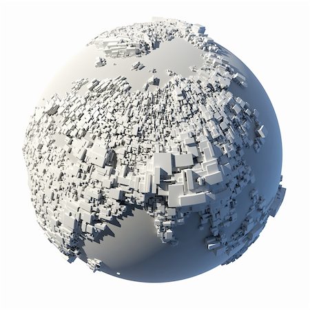 simsearch:400-04875639,k - The complex structure of the Earth, consisting of a cubic rectangular shapes, the size of which depends on the height of the real terrain Stock Photo - Budget Royalty-Free & Subscription, Code: 400-05285132