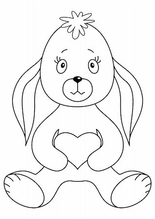 simsearch:400-07424187,k - Rabbit sits and holds in paws heart, a symbol of love. Contours Photographie de stock - Aubaine LD & Abonnement, Code: 400-05286855