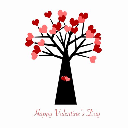 simsearch:400-06418836,k - Valentines Day Tree with Red and Pink Hearts Illustration Stock Photo - Budget Royalty-Free & Subscription, Code: 400-05287985