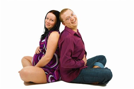 simsearch:400-04659391,k - young couple awaiting the birth of a child sitting on the floor on a white background Stock Photo - Budget Royalty-Free & Subscription, Code: 400-05288448