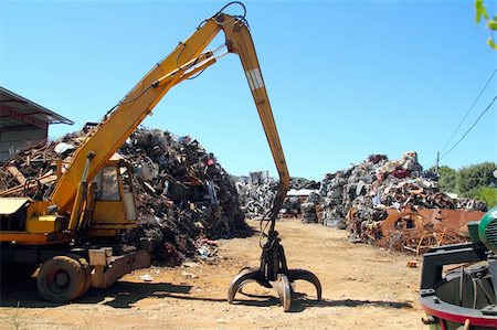 photos of cars in old junk yards - scrap metal scrap-iron junk outdoor with crane Stock Photo - Budget Royalty-Free & Subscription, Code: 400-05288842