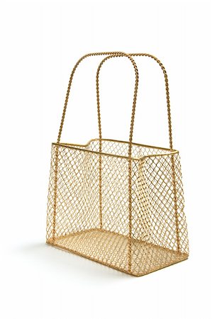 Wire Mesh Carry Basket on White Background Stock Photo - Budget Royalty-Free & Subscription, Code: 400-05288899