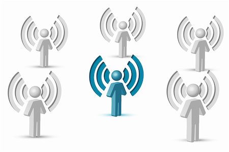 illustration of wifi symbol with people on isolated background Stock Photo - Budget Royalty-Free & Subscription, Code: 400-05288956