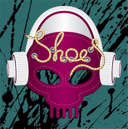 simsearch:400-07922607,k - sneakers in the form of a skull with headphones. the word "shoes" in the ideal strap Stock Photo - Budget Royalty-Free & Subscription, Code: 400-05281374