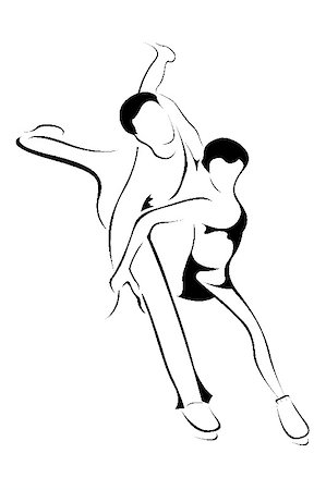illustration of line art skating couple Stock Photo - Budget Royalty-Free & Subscription, Code: 400-05283506