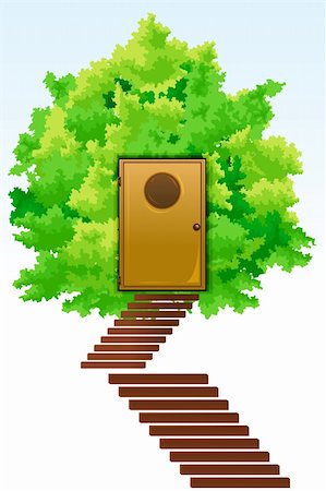 simsearch:400-04786259,k - illustration of green home with tree and stairs Stock Photo - Budget Royalty-Free & Subscription, Code: 400-05283558