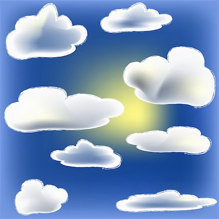 sun peeking round a cloud. on blue sky Photographie de stock - Aubaine LD & Abonnement, Code: 400-05294446