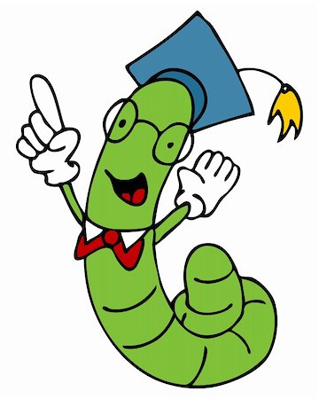 An image of a cartoon work with glasses and graduation cap. Stock Photo - Budget Royalty-Free & Subscription, Code: 400-05295699