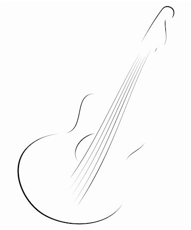 silhouette musical symbols - Symbol of guitar in sketch style on white Stock Photo - Budget Royalty-Free & Subscription, Code: 400-05296781