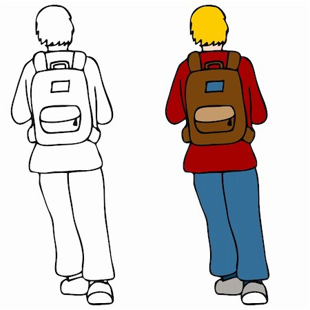 An image of a student wearing a backpack. Stock Photo - Budget Royalty-Free & Subscription, Code: 400-05297199