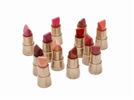 simsearch:400-05708035,k - Lipstick, group tubes stands on white background Stock Photo - Budget Royalty-Free & Subscription, Code: 400-05297216