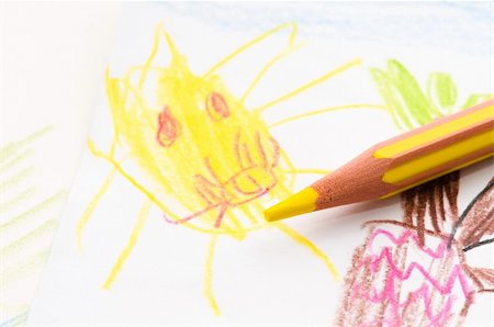 pencil and child drawing Stock Photo - Budget Royalty-Free & Subscription, Code: 400-05298002