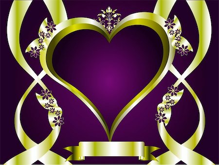 A vector valentines background with a series of  gold hearts on a deep purple backdrop Stock Photo - Budget Royalty-Free & Subscription, Code: 400-05298163