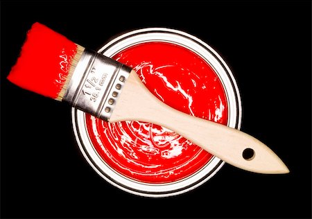 paint curve brush - Red Paint can and brush from above on black background Stock Photo - Budget Royalty-Free & Subscription, Code: 400-05299364