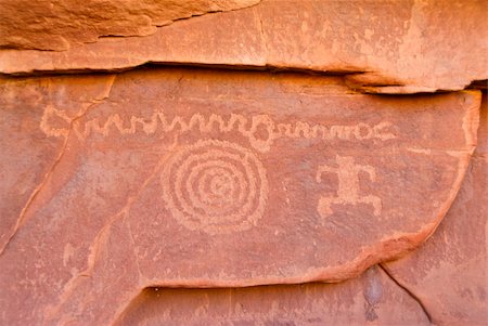 Springdale, Utah: Acient petroglyphs adorn the sandstone walls of Petroglyph Canyon in Zion National Park. Stock Photo - Budget Royalty-Free & Subscription, Code: 400-05299395