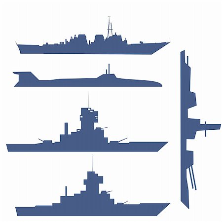 illustration with four ship silhouette collection Stock Photo - Budget Royalty-Free & Subscription, Code: 400-05299500