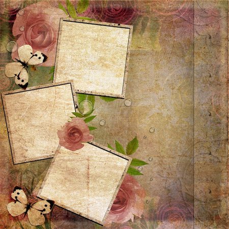 Vintage pink and green background with frames and  roses ( 1 of set) Stock Photo - Budget Royalty-Free & Subscription, Code: 400-05299595