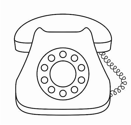 Phone desktop dial old-fashioned with receiver, isolated, contour Stock Photo - Budget Royalty-Free & Subscription, Code: 400-05290698
