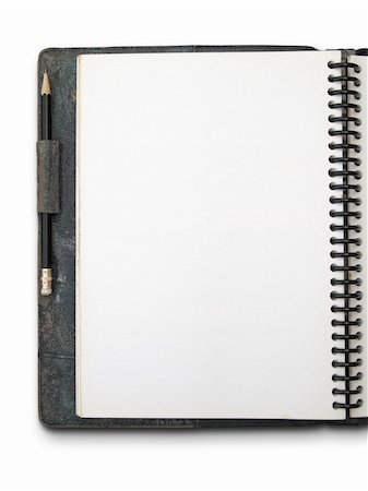 One face white blank page sketch book and black pencil on white babkground Stock Photo - Budget Royalty-Free & Subscription, Code: 400-05291747