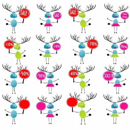 reindeer in snow - Christmas reindeer with gifts for you .Vector illustration Stock Photo - Budget Royalty-Free & Subscription, Code: 400-05293078