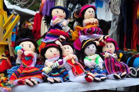 ecuador otavalo market - Traditional South American cloth dolls in craft market, Ecuador Stock Photo - Budget Royalty-Free & Subscription, Code: 400-05293365