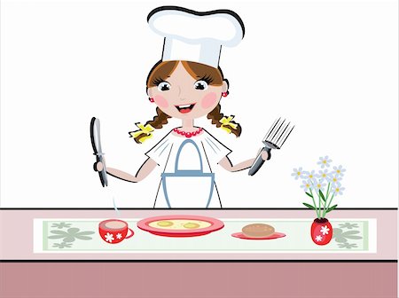 Girl cook with breakfast Stock Photo - Budget Royalty-Free & Subscription, Code: 400-05293770