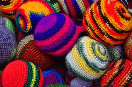 ecuador otavalo market - close up of brightly coloured woolen juggling balls Stock Photo - Budget Royalty-Free & Subscription, Code: 400-05304436