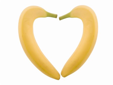simsearch:400-05891431,k - two banana in heart shape on white background Stock Photo - Budget Royalty-Free & Subscription, Code: 400-05304611