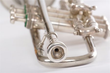 simsearch:400-04863651,k - Old trumpet photo on the white background Stock Photo - Budget Royalty-Free & Subscription, Code: 400-05304833