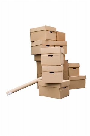 simsearch:400-06073227,k - Brown different cardboard boxes arranged in stack on white background Stock Photo - Budget Royalty-Free & Subscription, Code: 400-05304876