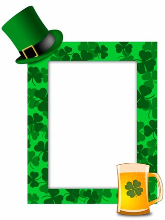 simsearch:400-06519689,k - St Patricks Day Leprechaun Green Hat Shamrock Beer Picture Frame Illustration Foto de stock - Super Valor sin royalties y Suscripción, Código: 400-05307305